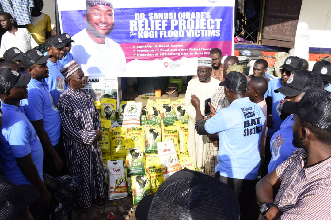 Ohiare donates relief items to Kogi flood victims, lights up relief camps