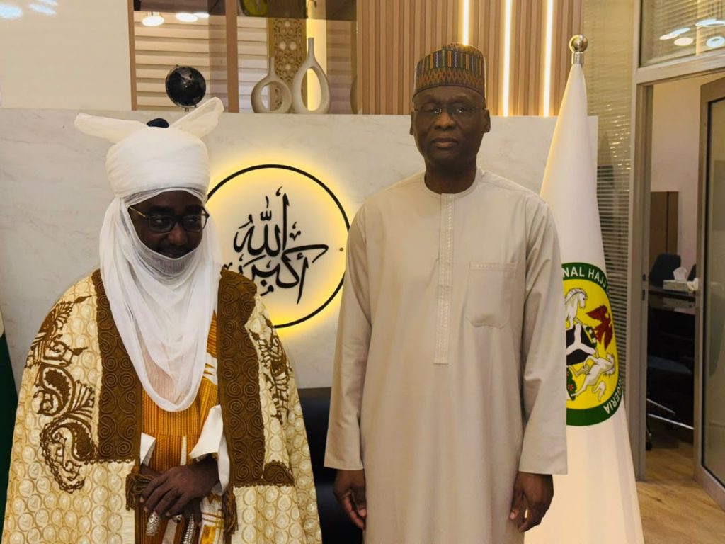 Emir of Zazzau Ahmed Nuhu Bamalli with NAHCON Chairman Ismail Abba Yusuf in Abuja