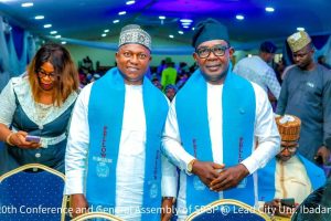 PAAU leaders Mohammed Suleiman Audu and Salisu Ogbo Usman at SPSP fellowship investiture
