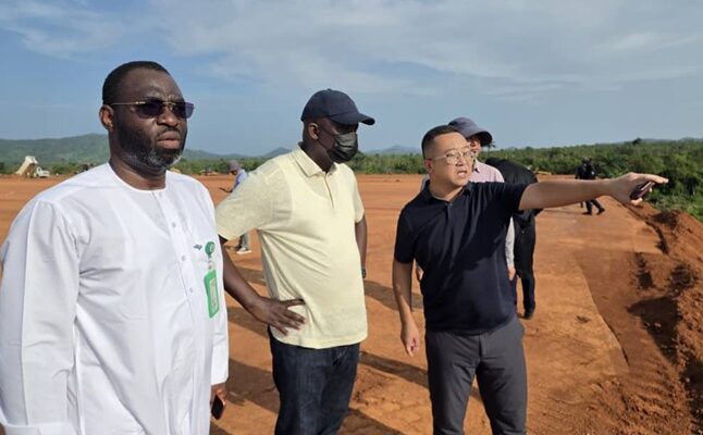 Ali Bello inspects the Kogi International Airport construction project in Lokoja.
