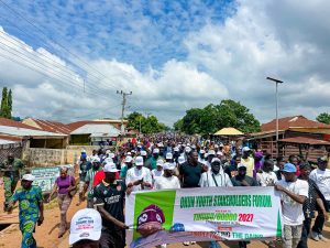 Okun youths endorse Tinubu and Ododo at a 2027 re-election rally in Kabba, Kogi State. Image Caption: Members o