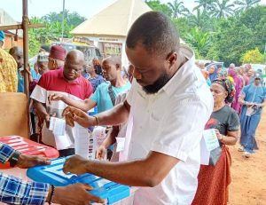 Monday Aridaojo Anyebe during the Kogi LG election in Olamaboro.