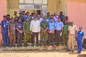 Lokoja LG Chairman Abdulrahman Hussaini at maiden security meeting with security agencies in Kogi State.